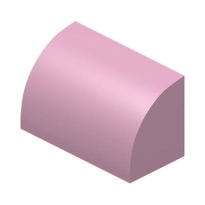 BRICK 1X2, OUTSIDE HALF BOW · Light Purple (réf. BrickLink Bright Pink)