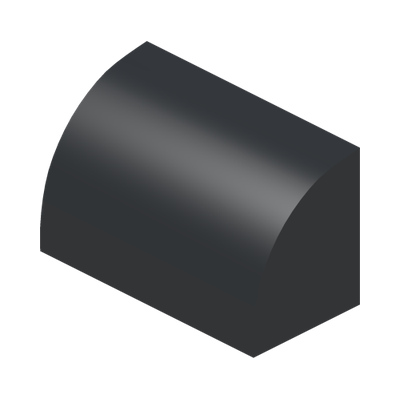 BRICK 1X2, OUTSIDE HALF BOW · Black (réf. BrickLink Black)