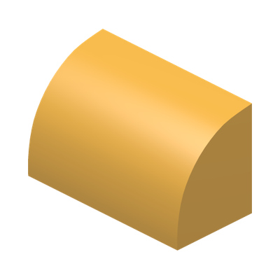 BRICK 1X2, OUTSIDE HALF BOW · Flame Yellowish Orange (réf. BrickLink Bright Light Orange)