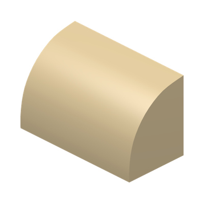 BRICK 1X2, OUTSIDE HALF BOW · Brick Yellow (réf. BrickLink Tan)