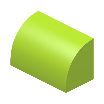 BRICK 1X2, OUTSIDE HALF BOW · Bright Yellowish Green (réf. BrickLink Lime)