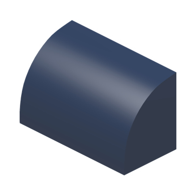 BRICK 1X2, OUTSIDE HALF BOW · Earth Blue (réf. BrickLink Dark Blue)