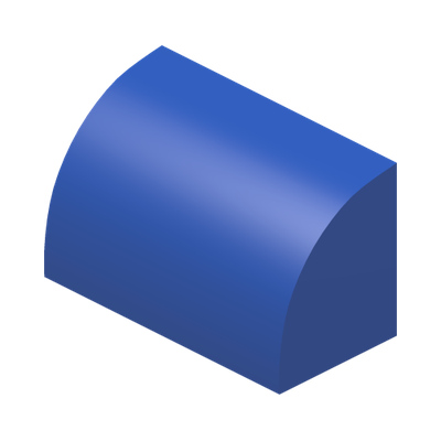 BRICK 1X2, OUTSIDE HALF BOW · Bright Blue (réf. BrickLink Blue)