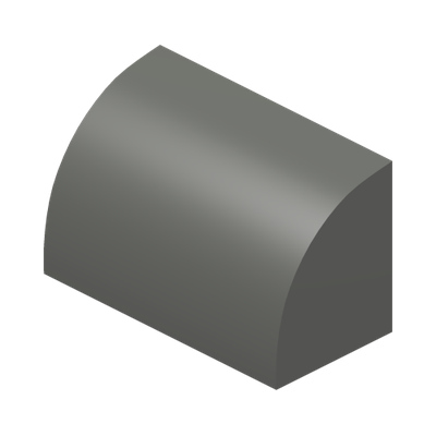 BRICK 1X2, OUTSIDE HALF BOW · Dark Stone Grey (réf. BrickLink Dark Bluish Gray)