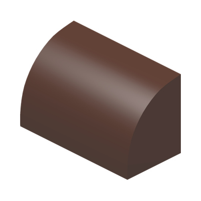 BRICK 1X2, OUTSIDE HALF BOW · Reddish Brown (réf. BrickLink Reddish Brown)