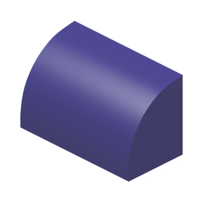 BRICK 1X2, OUTSIDE HALF BOW · Medium Lilac (réf. BrickLink Dark Purple)