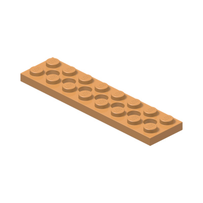 PLATE 2X8 W. HOLES · Medium Nougat (réf. BrickLink Medium Nougat)