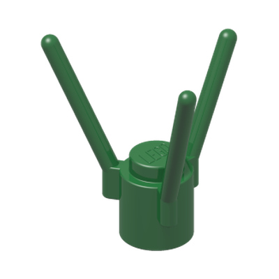 Plant Flower Stem with Stud and 3 Stems · LEGO 374128 (réf. BrickLink 3741) · Dark Green (réf. BrickLink Green)