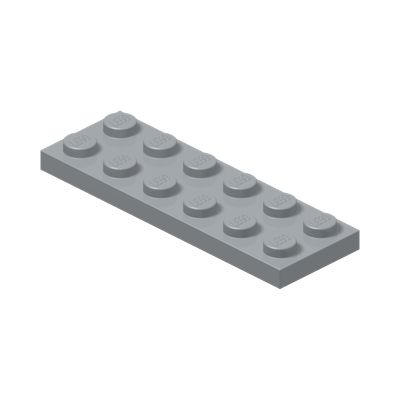 PLATE 2X6 · Medium Stone Grey (réf. BrickLink Light Bluish Gray)