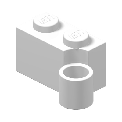 HINGE 1X2 LOWER PART · LEGO 383101 (réf. BrickLink 3831) · White (réf. BrickLink White)