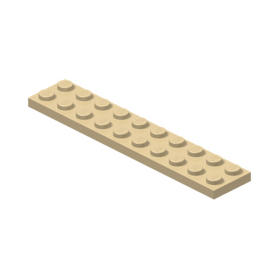 PLATE 2X10 · LEGO 4249019 (réf. BrickLink 3832) · Brick Yellow (réf. BrickLink Tan)