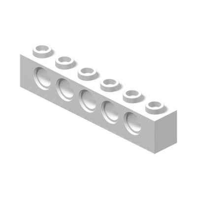 BRICK 1X6, Ø4,9 · LEGO 389401 (réf. BrickLink 3894) · White (réf. BrickLink White)