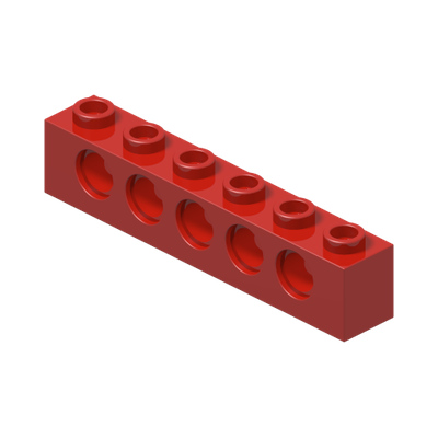 BRICK 1X6, Ø4,9 · Bright Red (réf. BrickLink Red)