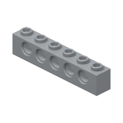 BRICK 1X6, Ø4,9 · Medium Stone Grey (réf. BrickLink Light Bluish Gray)