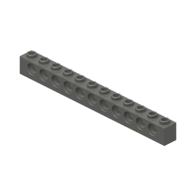 TECHNIC BRICK 1X12, Ø4,9 · Dark Stone Grey (réf. BrickLink Dark Bluish Gray)