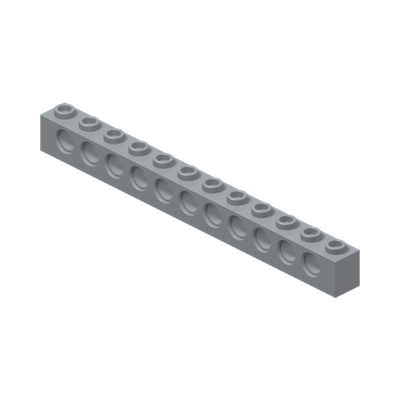 TECHNIC BRICK 1X12, Ø4,9 · Medium Stone Grey (réf. BrickLink Light Bluish Gray)