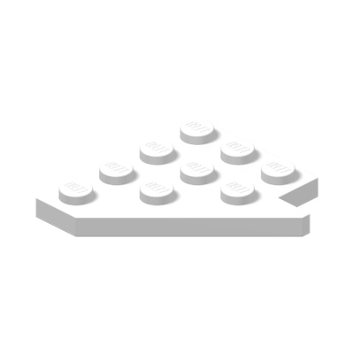 Wedge, Plate 4 x 4 Wing Left · LEGO 4280155 (réf. BrickLink 3936) · Couleur BrickLink : White