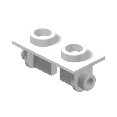 PLATE 1X2 (ROCKING) · LEGO 393801 (réf. BrickLink 3938) · White (réf. BrickLink White)