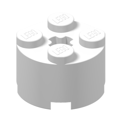 BRICK Ø16 W. CROSS · LEGO 614301 (réf. BrickLink 3941) · White (réf. BrickLink White)