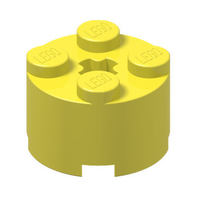 BRICK Ø16 W. CROSS · Cool Yellow (réf. BrickLink Bright Light Yellow)