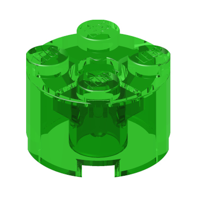 BRICK Ø16 W. CROSS · Tr. Bright Green (réf. BrickLink Trans-Bright Green)