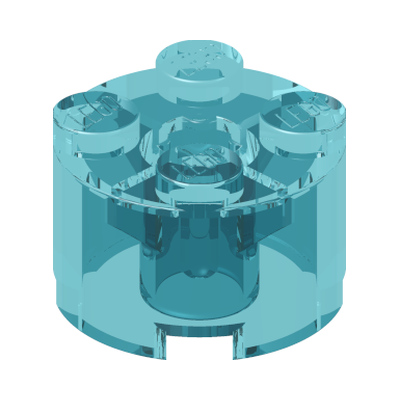 BRICK Ø16 W. CROSS · Tr. Light Blue (réf. BrickLink Trans-Light Blue)