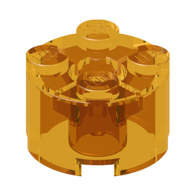 BRICK Ø16 W. CROSS · Tr. Yellow (réf. BrickLink Trans-Yellow)