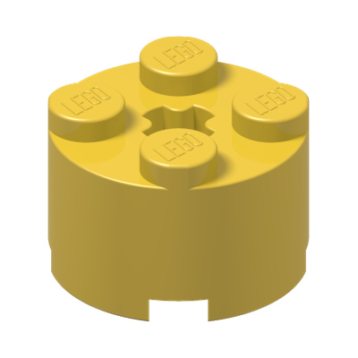 BRICK Ø16 W. CROSS · Bright Yellow (réf. BrickLink Yellow)