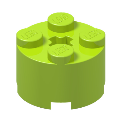 BRICK Ø16 W. CROSS · Bright Yellowish Green (réf. BrickLink Lime)