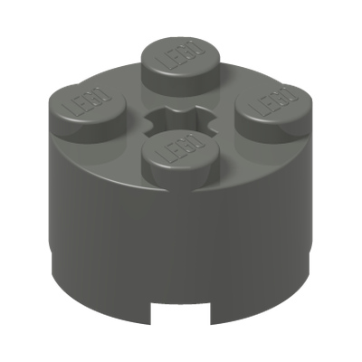 BRICK Ø16 W. CROSS · Dark Stone Grey (réf. BrickLink Dark Bluish Gray)