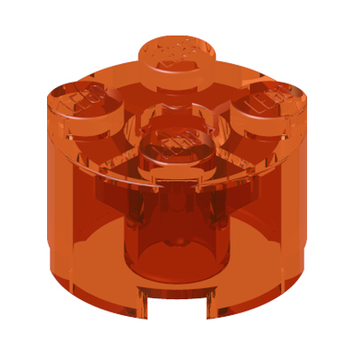 BRICK Ø16 W. CROSS · Tr. Bright Orange (réf. BrickLink Trans-Orange)