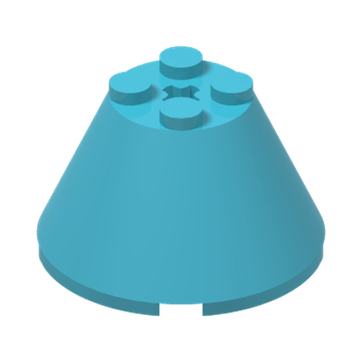 Cone 4 x 4 x 2 with Axle Hole · Couleur BrickLink : Medium Azure