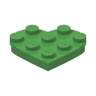 PLATE 3X3, HEART, NO. 1 · Bright Green (réf. BrickLink Bright Green)