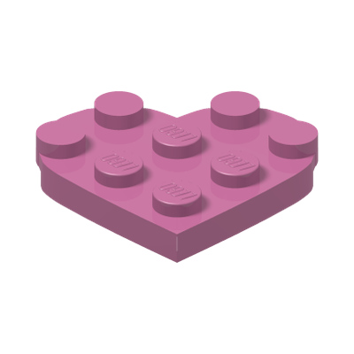 PLATE 3X3, HEART, NO. 1 · Bright Purple (réf. BrickLink Dark Pink)