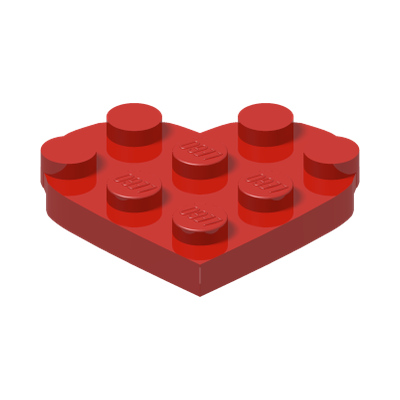PLATE 3X3, HEART, NO. 1 · LEGO 6276193 (réf. BrickLink 39613) · Bright Red (réf. BrickLink Red)