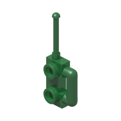 Minifigure, Utensil Radio (Walkie-Talkie) with Extended Handle · LEGO 4569055 (réf. BrickLink 3962b) · Dark Green (réf. BrickLink Green)