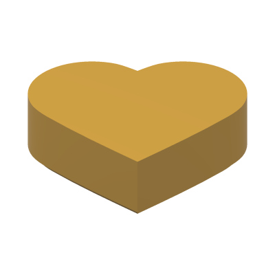 TILE 1X1, HEART, NO. 1 · Warm Gold (réf. BrickLink Pearl Gold)