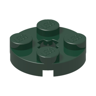 PLATE 2X2 ROUND · Earth Green (réf. BrickLink Dark Green)