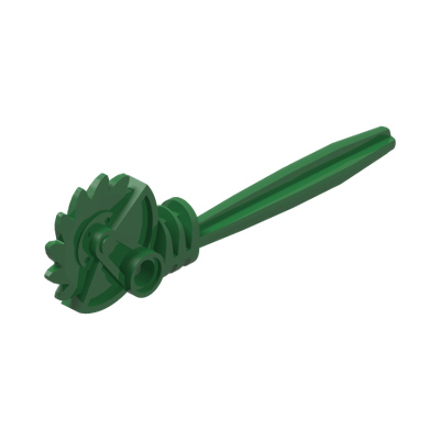 Bionicle Weapon Long Axle Circular Saw Staff with Pin Hole · Réf. BrickLink 40341 · Dark Green (réf. BrickLink Green)