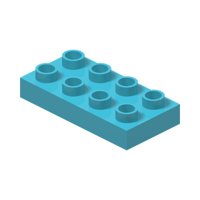 Duplo, Plate 2 x 4 x 1/2 (Thick) · Couleur BrickLink : Medium Azure