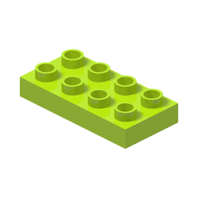 Duplo, Plate 2 x 4 x 1/2 (Thick) · Bright Yellowish Green (réf. BrickLink Lime)