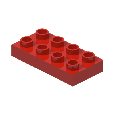 Duplo, Plate 2 x 4 x 1/2 (Thick) · Couleur BrickLink : Red