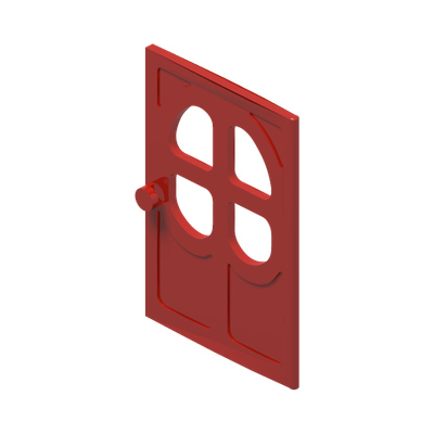 Fabuland Door 1 x 6 x 7 with Round Pane in 4 Sections · Réf. BrickLink 4072 · Couleur BrickLink : Red