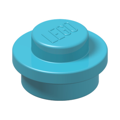 PLATE 1X1 ROUND · Medium Azur (réf. BrickLink Medium Azure)