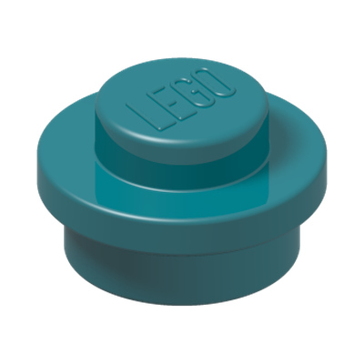 PLATE 1X1 ROUND · Bright Bluish Green (réf. BrickLink Dark Turquoise)