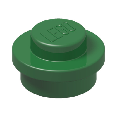 PLATE 1X1 ROUND · Dark Green (réf. BrickLink Green)