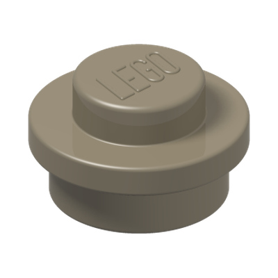 PLATE 1X1 ROUND · Sand Yellow (réf. BrickLink Dark Tan)
