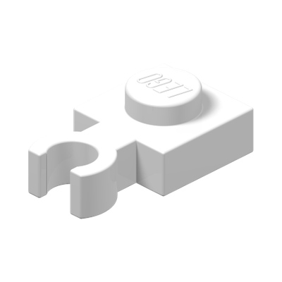 Plate, Modified 1 x 1 with Open O Clip Thin (Vertical Grip) · Réf. BrickLink 4085a · Couleur BrickLink : White