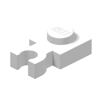 Plate, Modified 1 x 1 with U Clip Thick (Vertical Grip) · LEGO 408501 (réf. BrickLink 4085c) · Couleur BrickLink : White