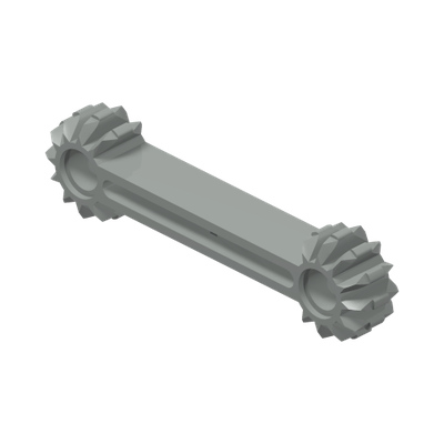 Technic, Arm 1 x 7 with Gear 9 Tooth Double Bevel Ends · LEGO 4162071 (réf. BrickLink 41666) · Couleur BrickLink : Light Gray